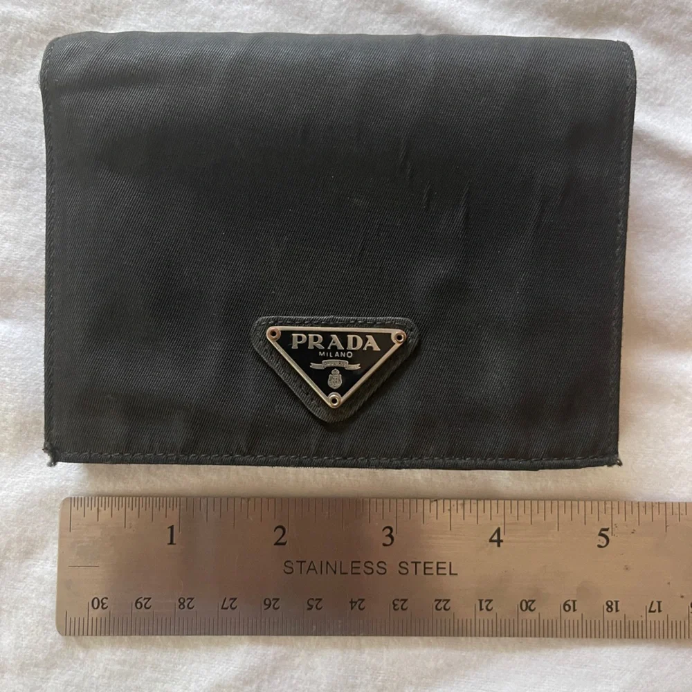 Sold!   ❌ Prada nylon wallet black bifold authentic leather - Picture 5 of 16